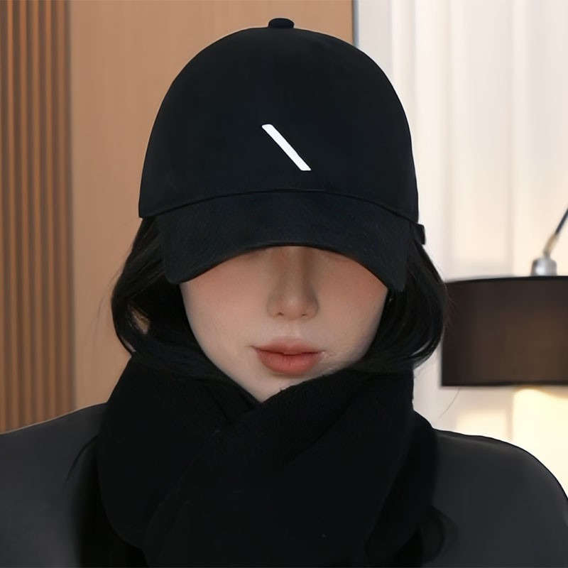 Korean Style Embroidered Baseball Cap For Women Adjustable Lightweight Soft Top Dark B