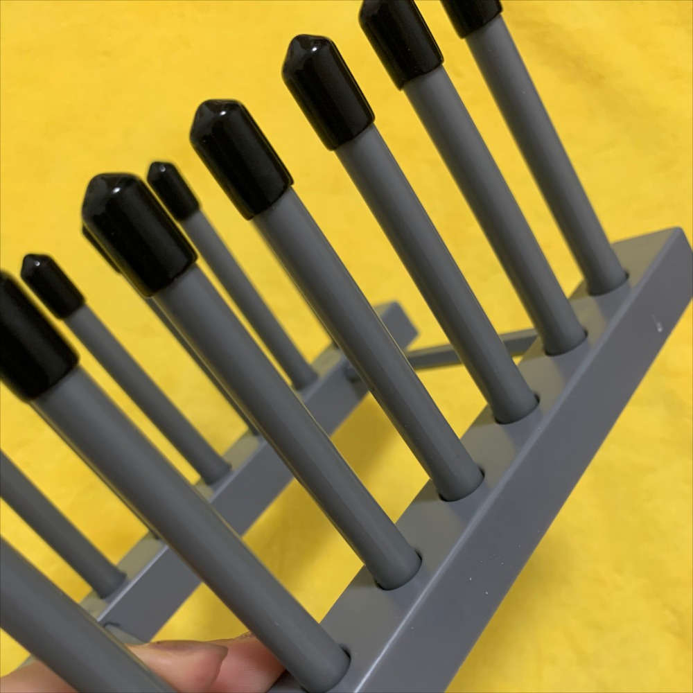 1 Set Space-Saving Kitchen Counter Dish Rack with Baseball Cap Display Durable Black Metal an