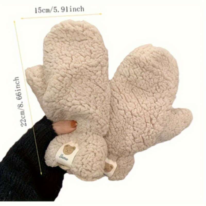 1 Pair White Warm Gloves
