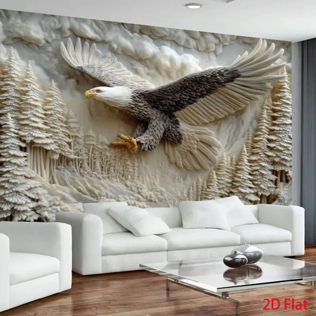 2D Flat Single Large Flying Eagle Wall Banner