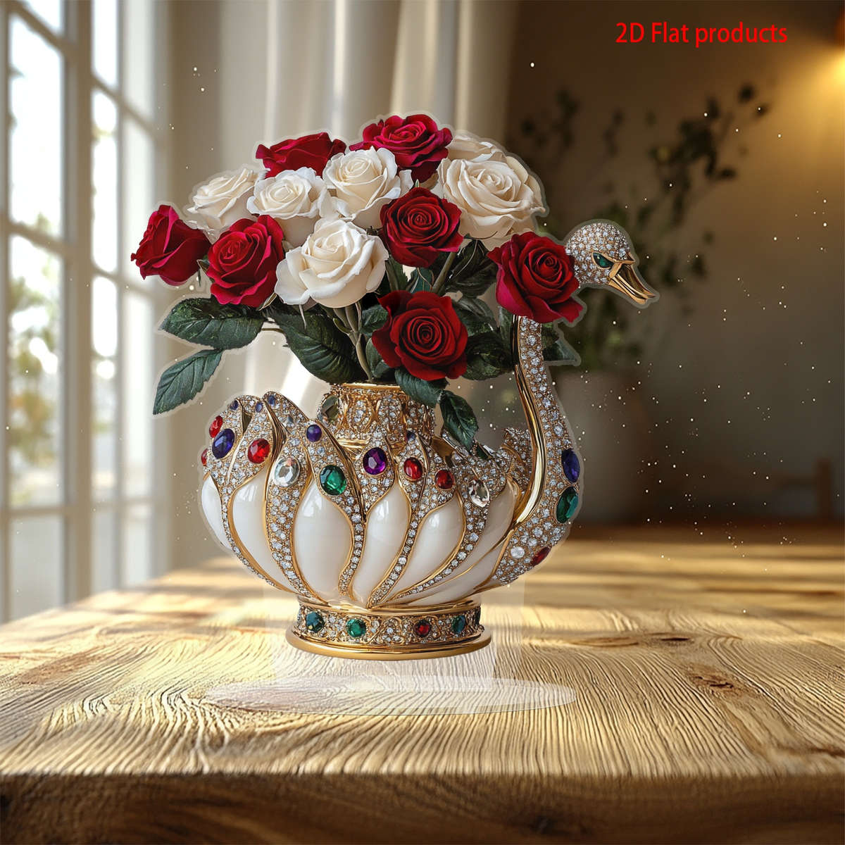2D Flat Elegance Swan Vase