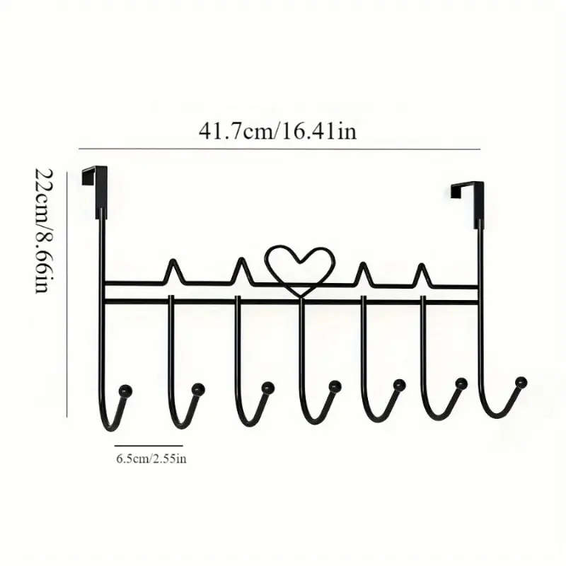 1pc 7-Hook Over-the-Door Organizer Rack Space-Saving Metal Storage for Towels Clothes Hats More Easy