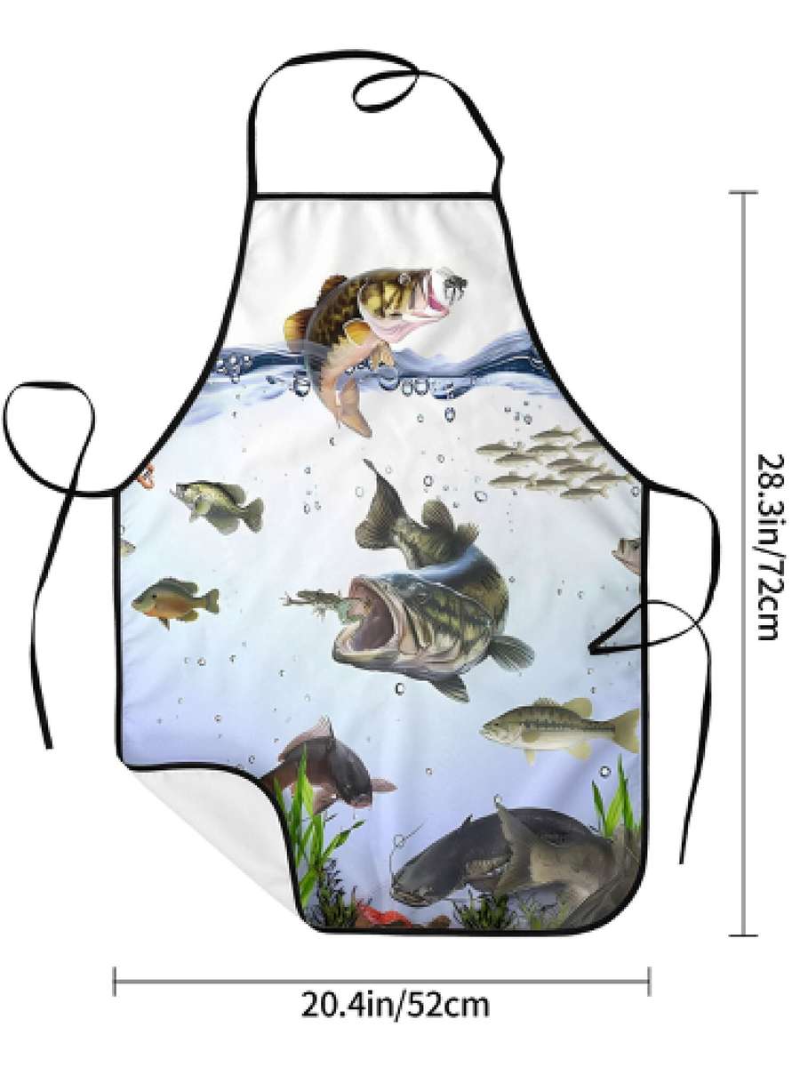 1pc Creative Bass Fish Design Kitchen Apron