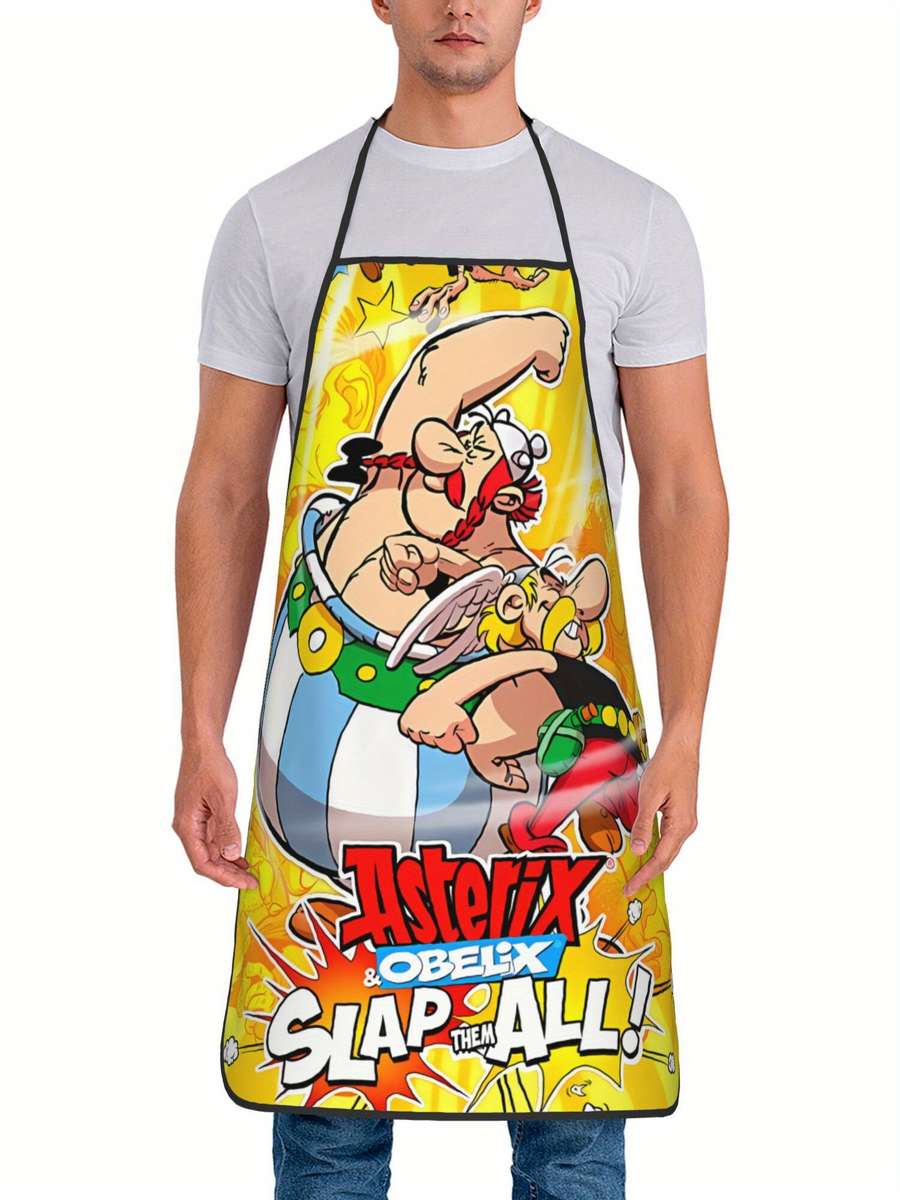 Biihudu Anime Apron For Men Women Retro Style Astrix Oblix Graphic Print Durable Kitch