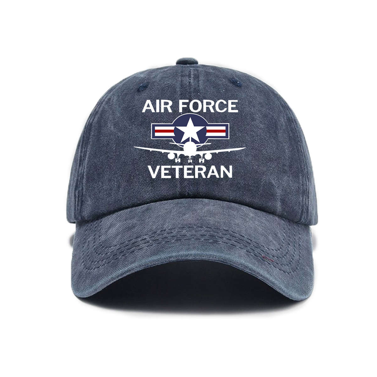 Minimalist Adjustable Baseball Cap with Air Force Veteran Embroidery Sun Protection Casual