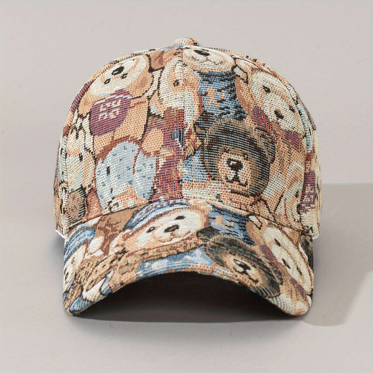 1pc Adjustable Teddy Bear Baseball Cap Lightweight Breathable Polyester with Cute Cartoon Be