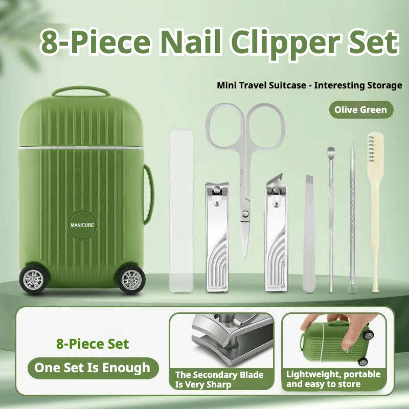 8pcs Stainless Steel Nail Clippers Set Mini Luggage Luggage Nail Clippers Set Including File