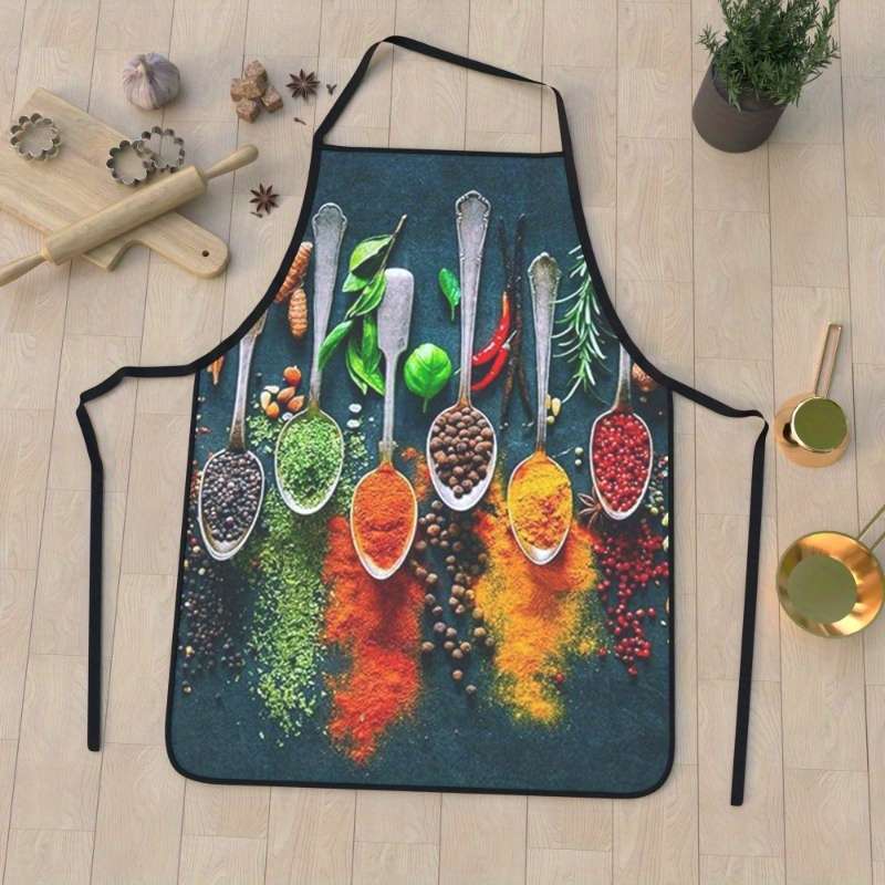 1pc Vibrant Spice Design Kitchen Apron Extra Large Sleeveless Durable Polyester Ideal for Cook