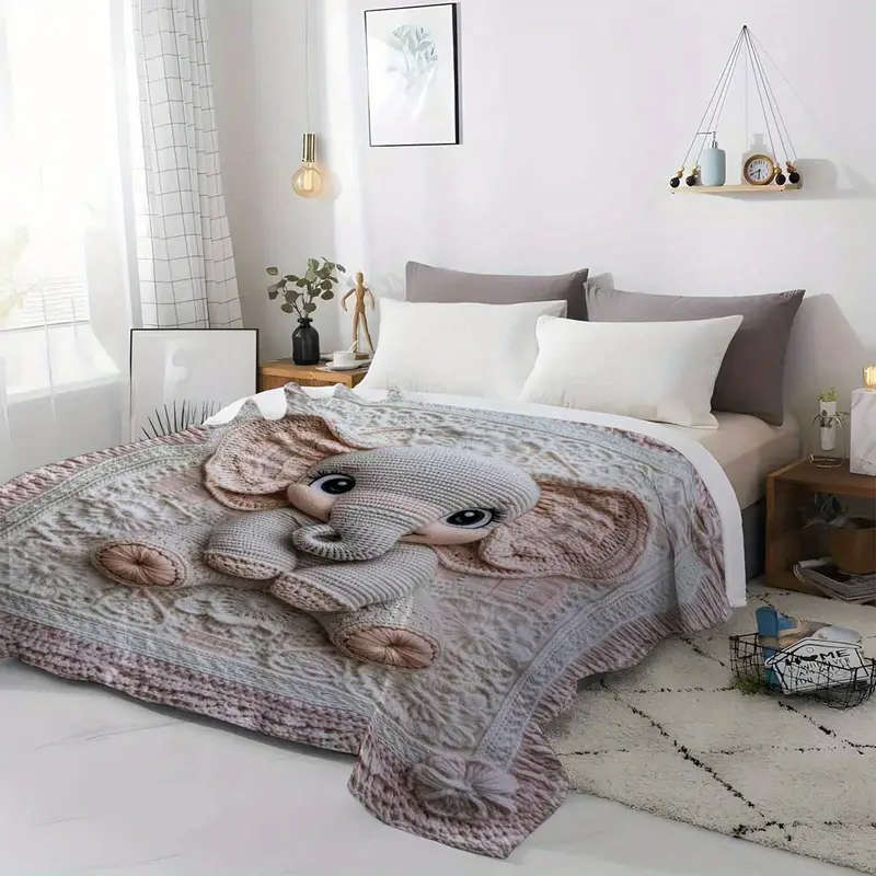 1 x 3D Crochet Printed Flannel Blanket 130*150cm