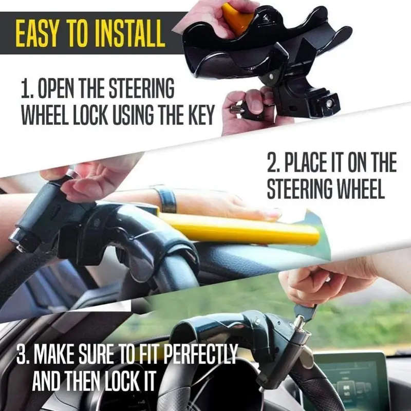 Heavy Duty Steering Wheel Lock Anti-Theft Device