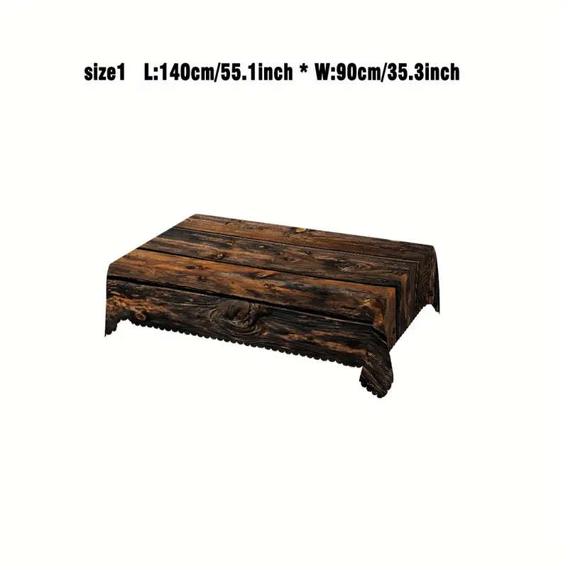1 Piece Of Rustic Wood Grain Print Rectangular Tablecloth 140*220Cm