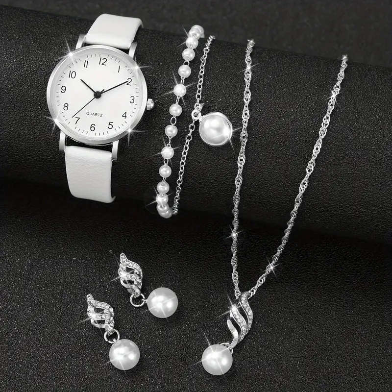 5-Piece Set Of Women's Fashionable Korean Style Simple Quartz Watches