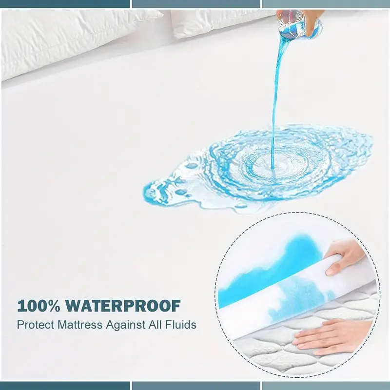 Waterproof Mattress Protector With Deep Pockets Breathable Noiseless Bed Cover 200x220cm