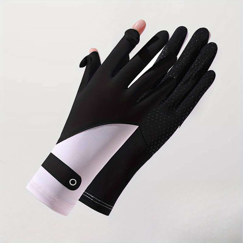 1 Pair Grey White Breathable Non Slip Gloves