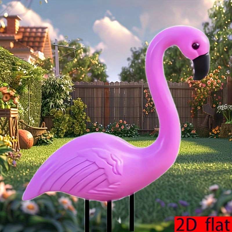 1pc 2D Flat  A classic pink flamingo garden ornament made of  acrylic material suitable fo
