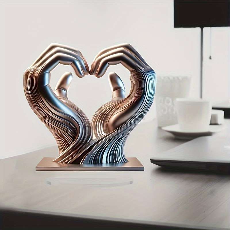 2D Flat Acrylic Charming Acrylic Hand And Heart Table Sculpture