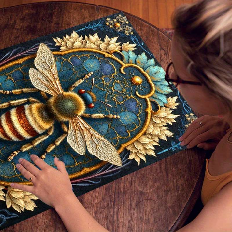 1000pcs Jigsaw Puzzle Vibrant Bees Floral Design Waterproof Scratch-Resistant