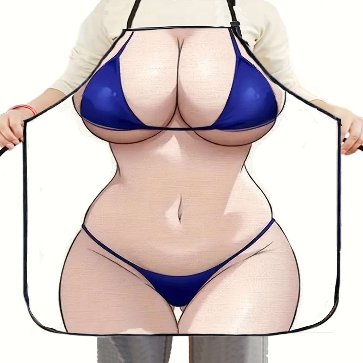 1pc Sleeveless Polyester Apron with Body Print for Home Kitchen Baking 100% Polyester Work Ap