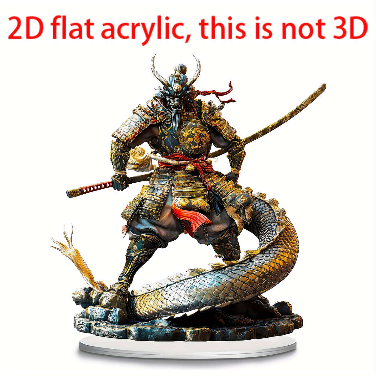 1pc 2D Flat  One  Samurai and Dragon Ornament Acrylic Desktop Decor Multifunctional Creati