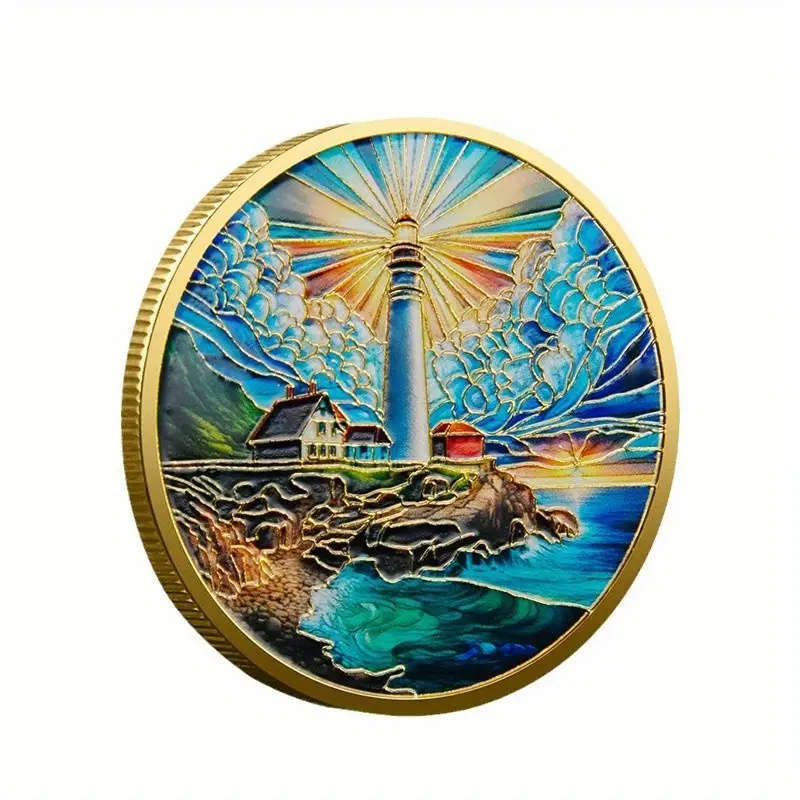 Lighthouse & Ocean Scene Commemorative Coin 40MM Wide