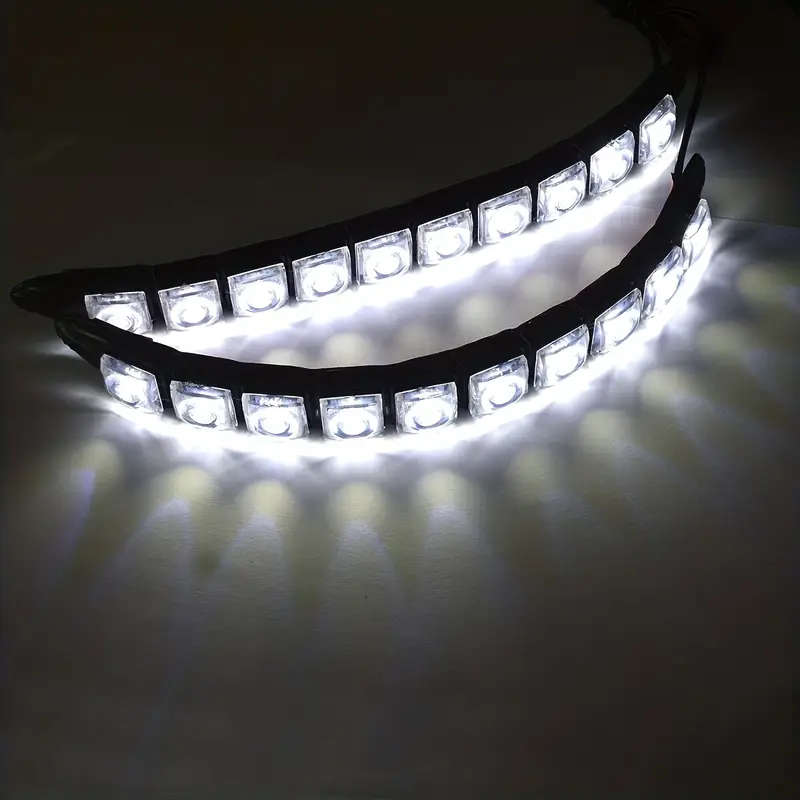 2pcs Flexible 10LED Snake Car White Lights for Vehicles Hardwired