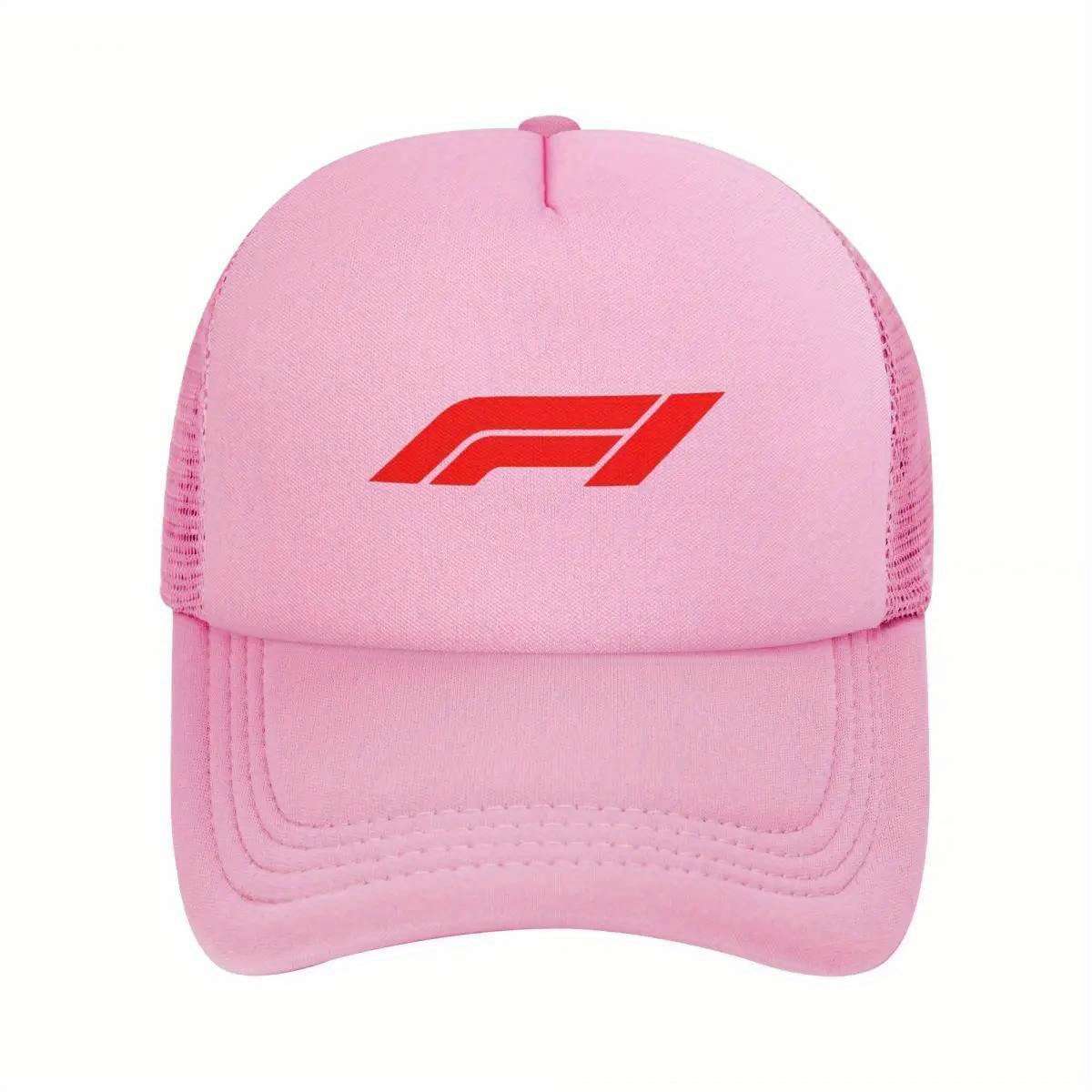 1pc F1 Racing Mesh Baseball Cap Black Snapback with Red F1 Logo Lightweight Polyester Breathabl
