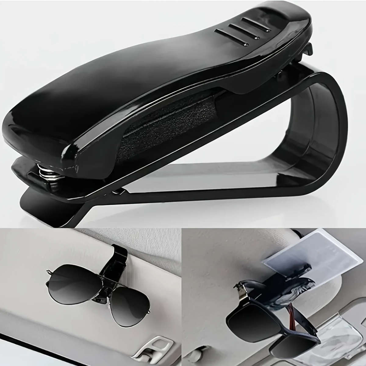 1pc Multi-Function Car Sun Visor with Glasses Holder Bill ID Card Slots Durable ABS Material Essenti