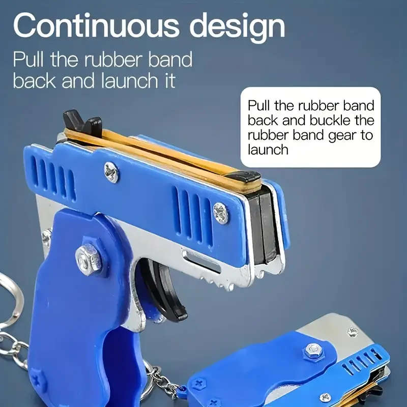 1pc Mini Metal Rubber Band Gun Launcher with 60 Bands