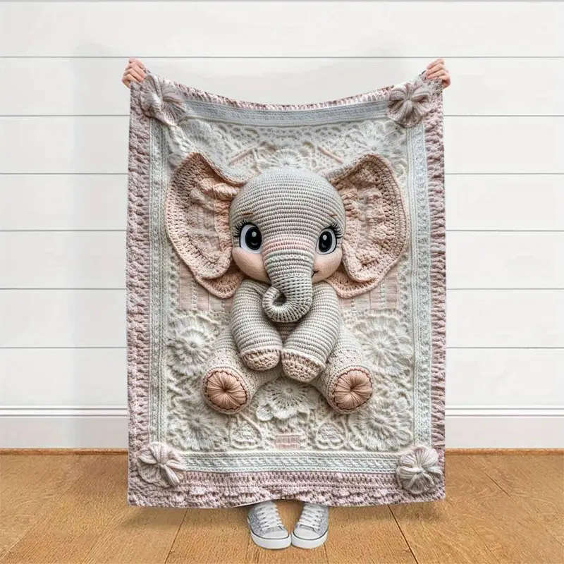 1 x 3D Crochet Printed Flannel Blanket 130*150cm