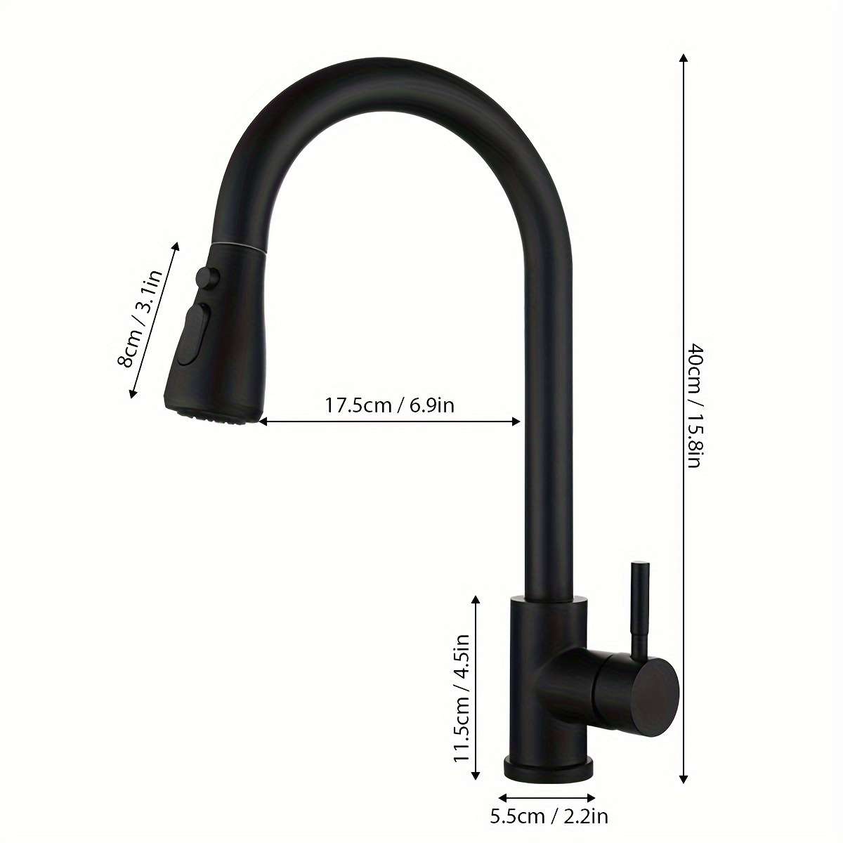 Stainless Steel Pull-Out Spray Kitchen Faucet Modern High Arc Single Handle Oil Rub Surface F
