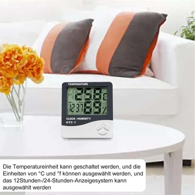 1pc White ABS Material Creative Household Large Screen Thermometer And Hygrometer Suitable for Room