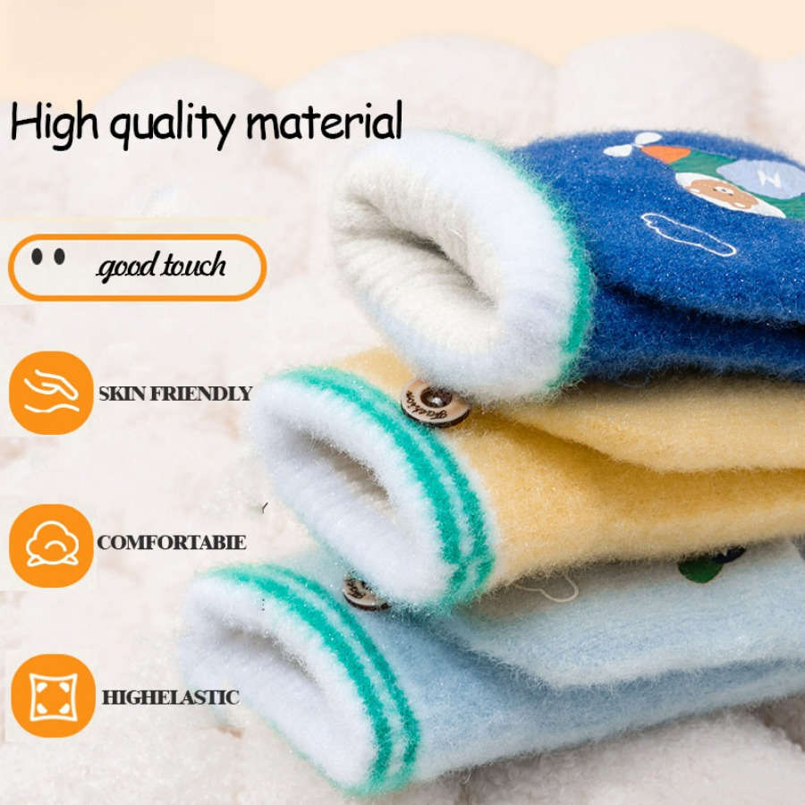 1 Pair Dark Blue Flexible Half Finger Flip Cover Warm Gloves