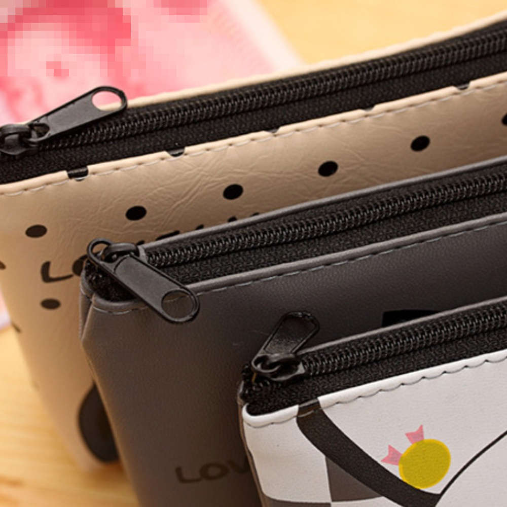 Women'S Cat-Themed Zipper Coin Purse Compact Wallet With Adorable Cartoon Kitty Design Multi