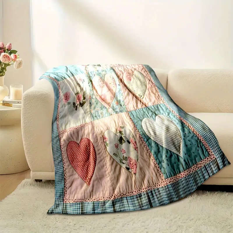 1 Vintage Heart Patchwork Quilt 130*150CM