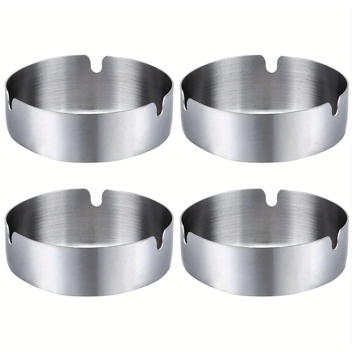 4pcs Elegant Gold-Tone Round Metal Ashtrays Durable Drop-Resistant Easy-Clean Design for Ho