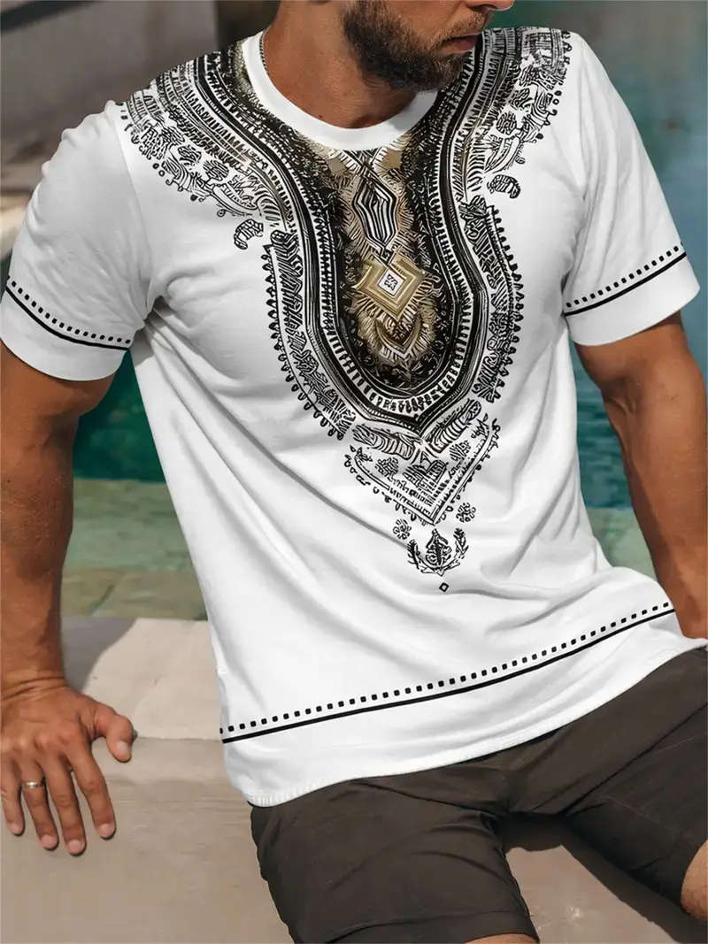 Men's Ethnic Totem T-Shirt - Soft, Breathable, Casual Crew Neck
