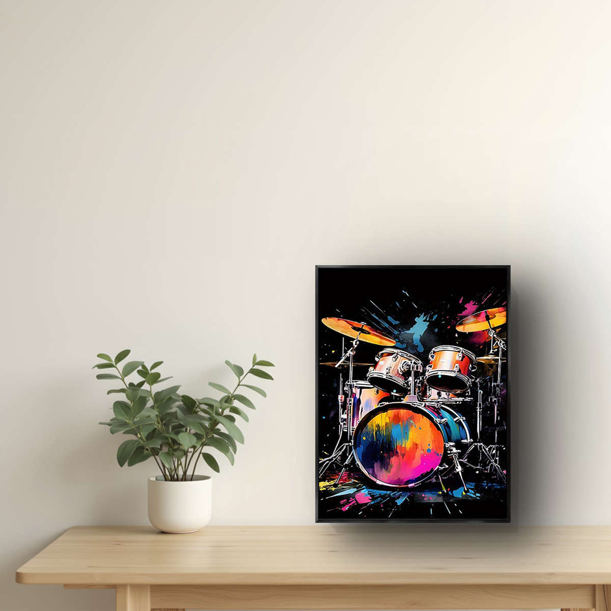 1pc Room Decor  Drum Canvas Art Print Vibrant Music Instrument Wall Decor for Studio Home O