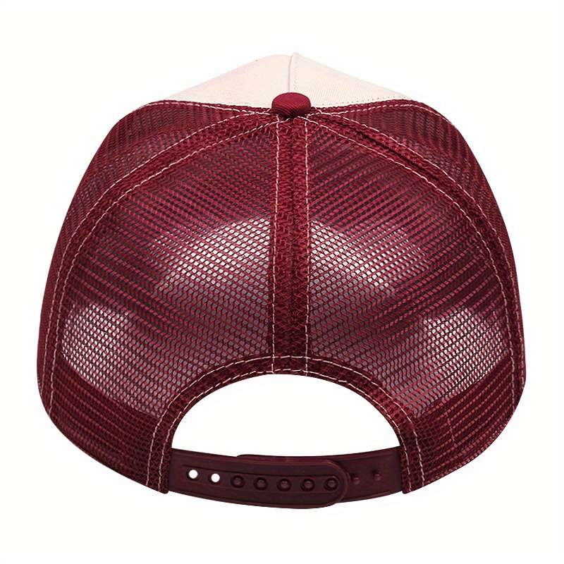 1pc Unisex Adjustable Breathable Trucker Hat with Cartoon Embroidery Mesh Back Panel Durable
