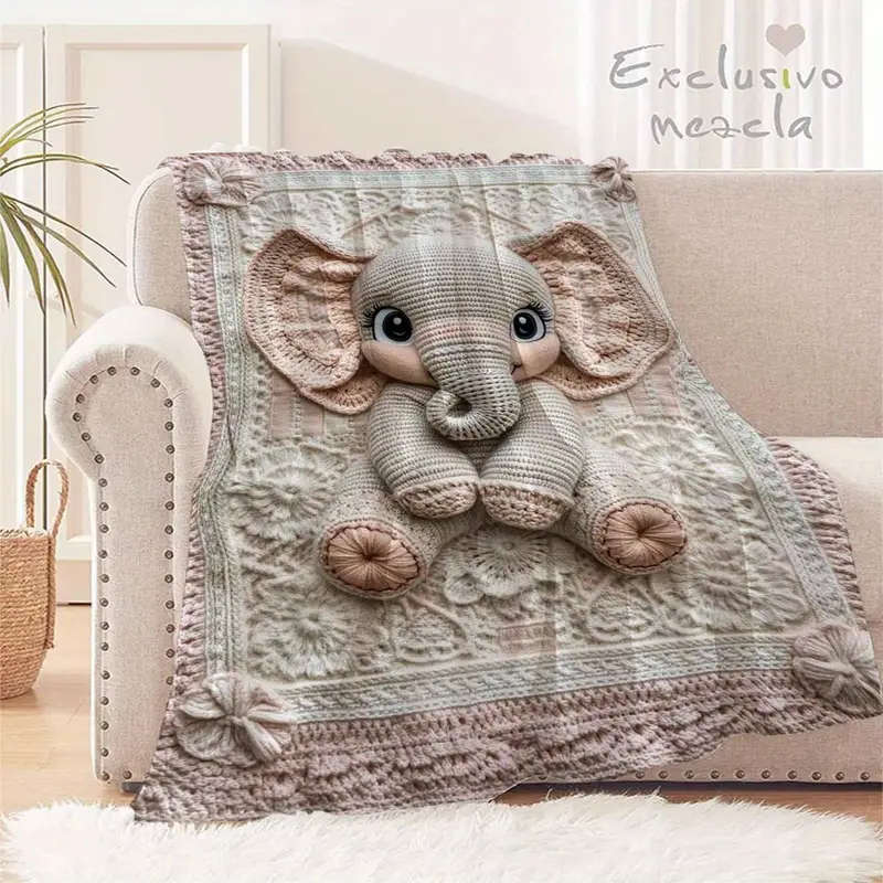 1 x 3D Crochet Printed Flannel Blanket 130*150cm