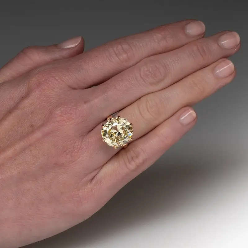 Gold-Plated Copper Ring with Oversized Yellow Cubic Zirconia