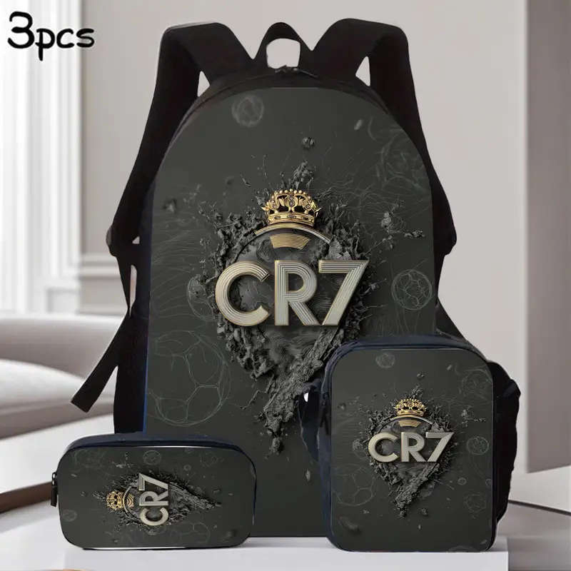3-Piece CR7 Football Badge Backpack Set
