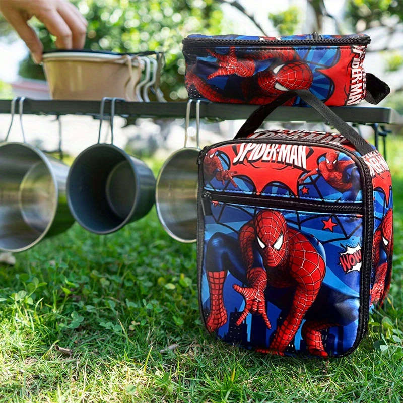 1pc Insulated Lunch Bag Portable Picnic Cooler Box with Marvel Design Durable Polyester Material