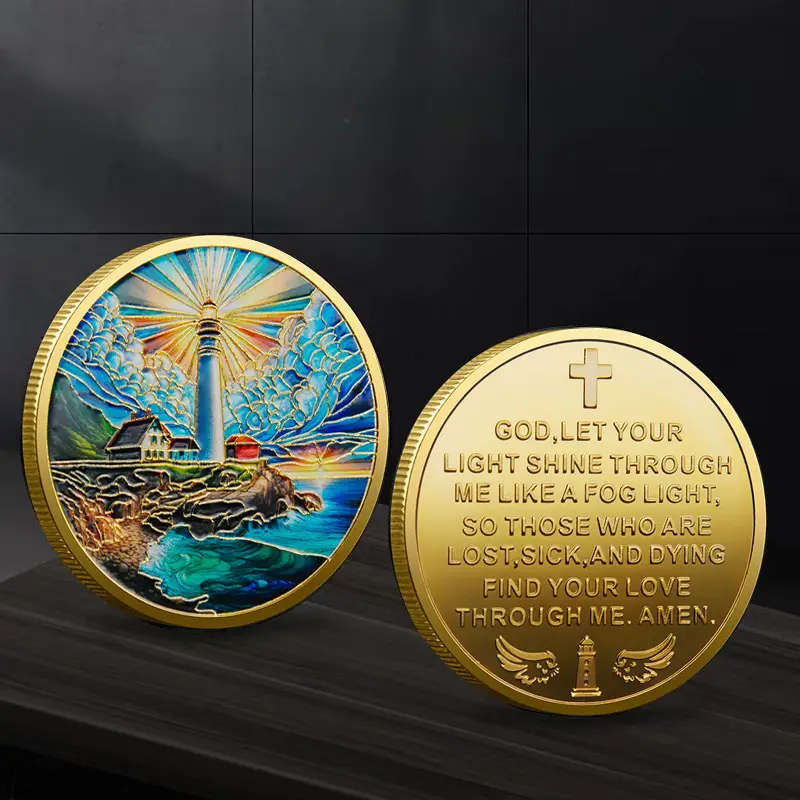 Lighthouse & Ocean Scene Commemorative Coin 40MM Wide