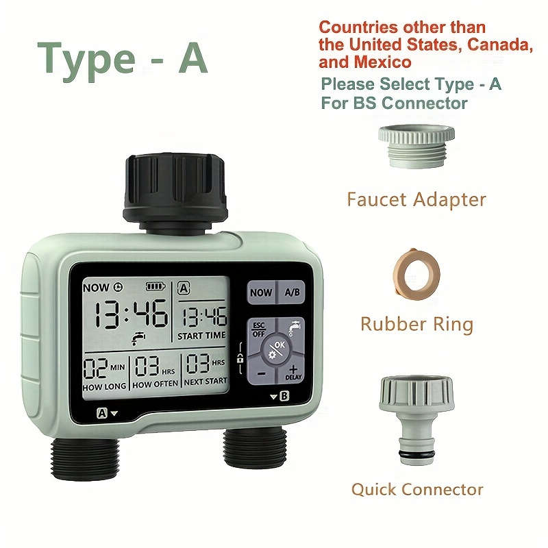 Timing System 2 Outlet Water Timer Watering Up