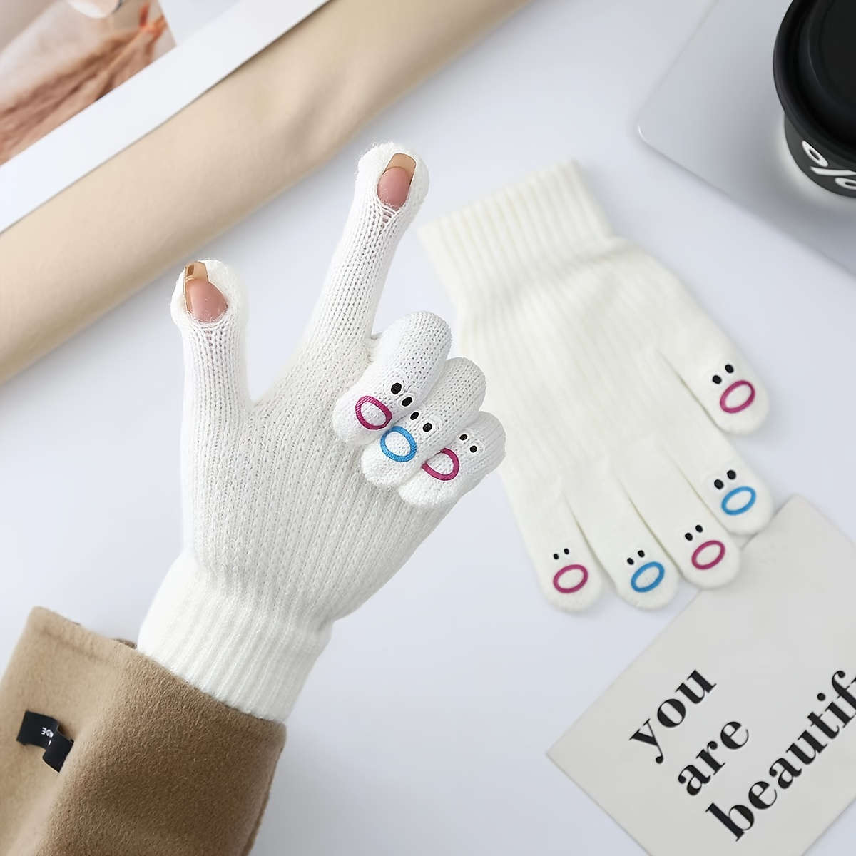 1 Pair Yellow Warm Gloves