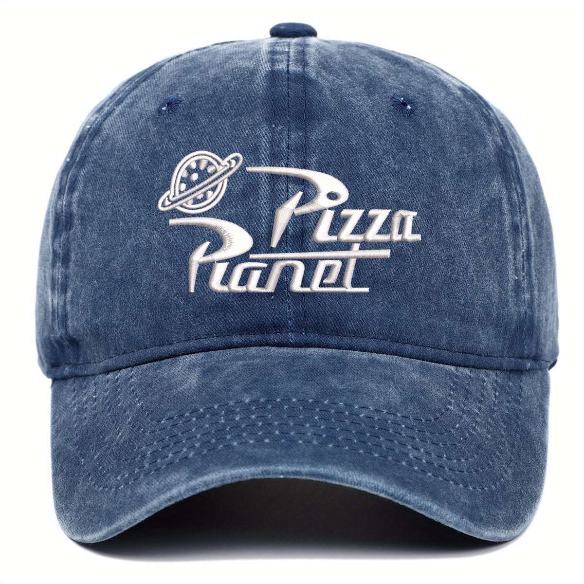 1pc Adjustable VERG Pizza Planet Embroidered Baseball Cap Sun Protection Washed Gray Polyester U