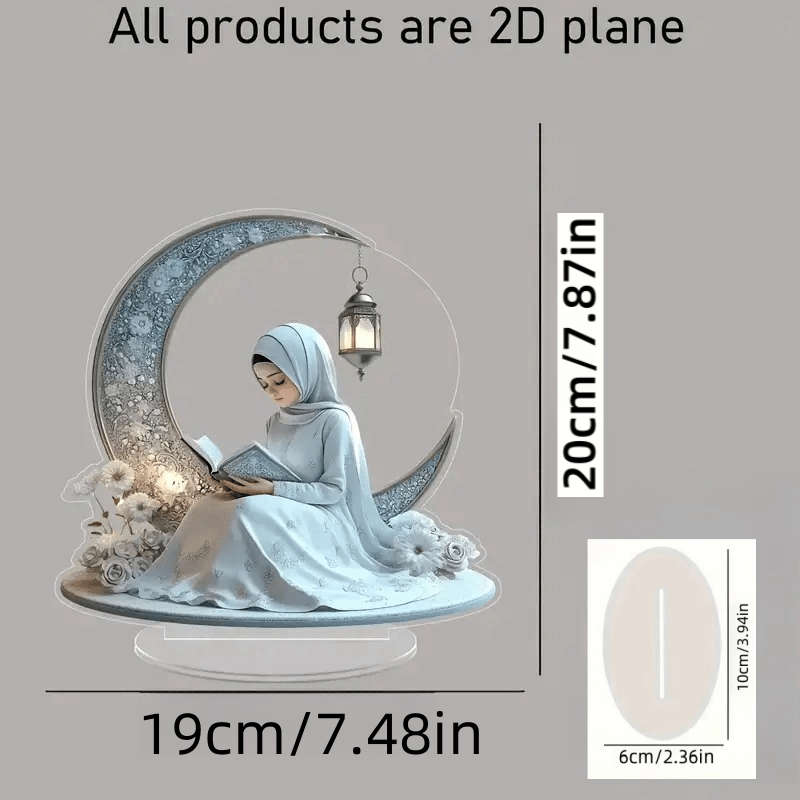 1pc 2D Flat Ramadan-Themed  Acrylic Statue Transparent Crystal Clear Desk Decor