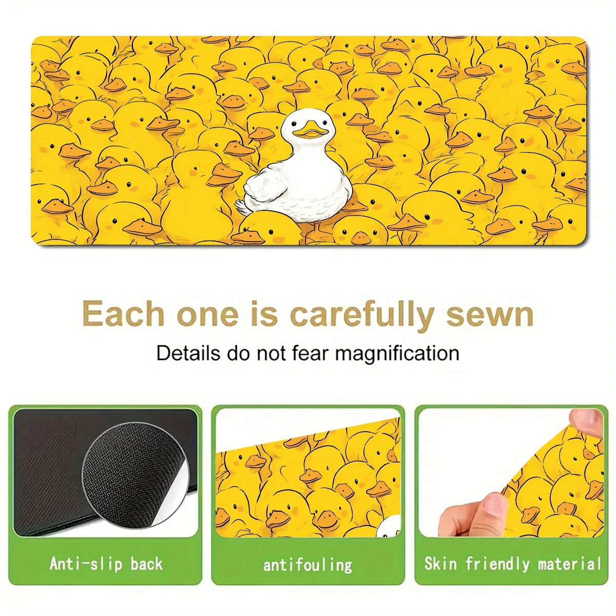 40x90cm Rubber Gaming Mouse Pad Yellow Duck Design Water-resistant Washable
