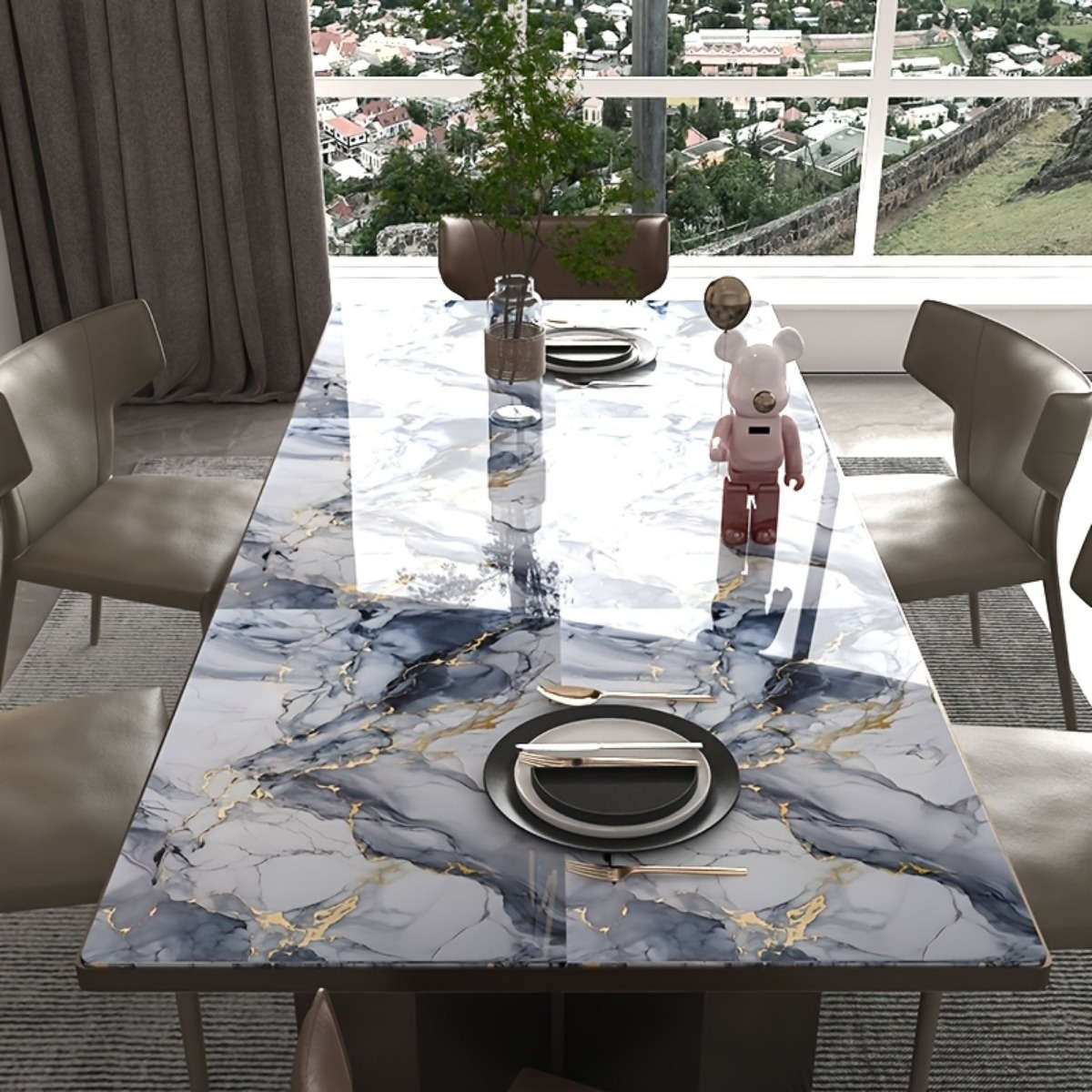 1PC Wall StickersGray Blue Golden60cmX300cm