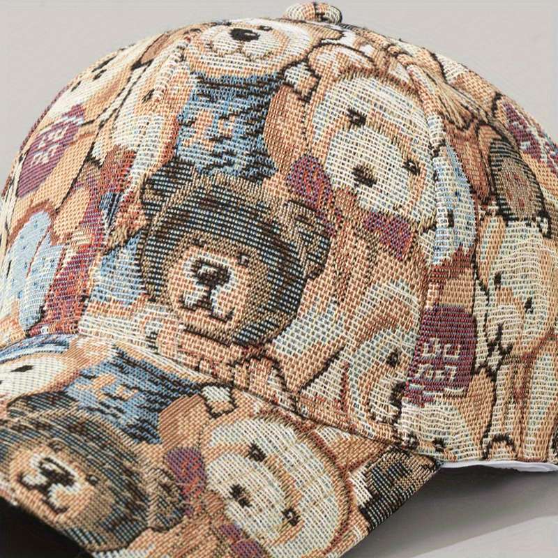 1pc Adjustable Teddy Bear Baseball Cap Lightweight Breathable Polyester with Cute Cartoon Be